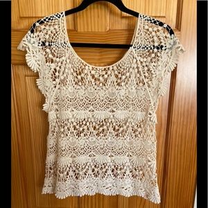 Summer Lace Cream Knit Top